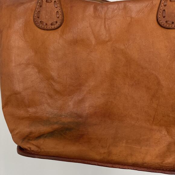 VTG Noonday Collection Tote Bag Purse Rustic Leather Large Brown Retro Aged Boho - Picture 6 of 12
